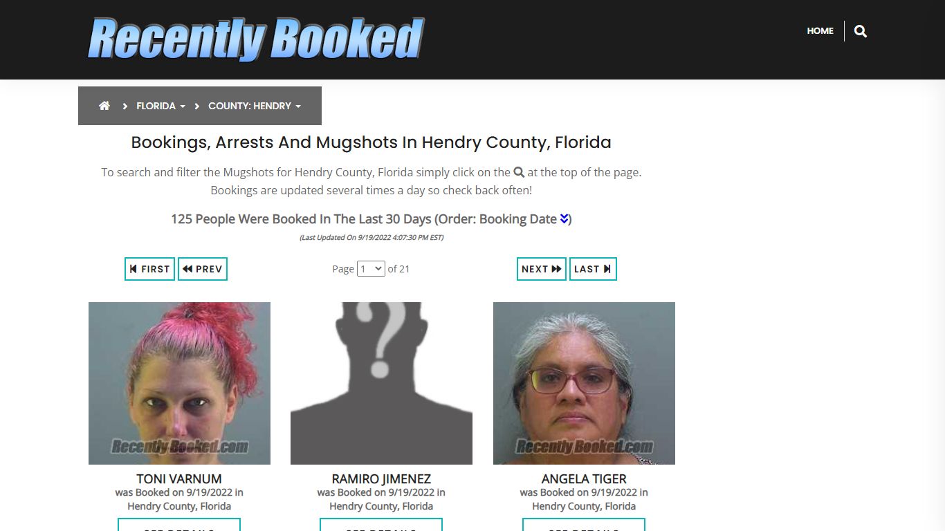 Recent bookings, Arrests, Mugshots in Hendry County, Florida