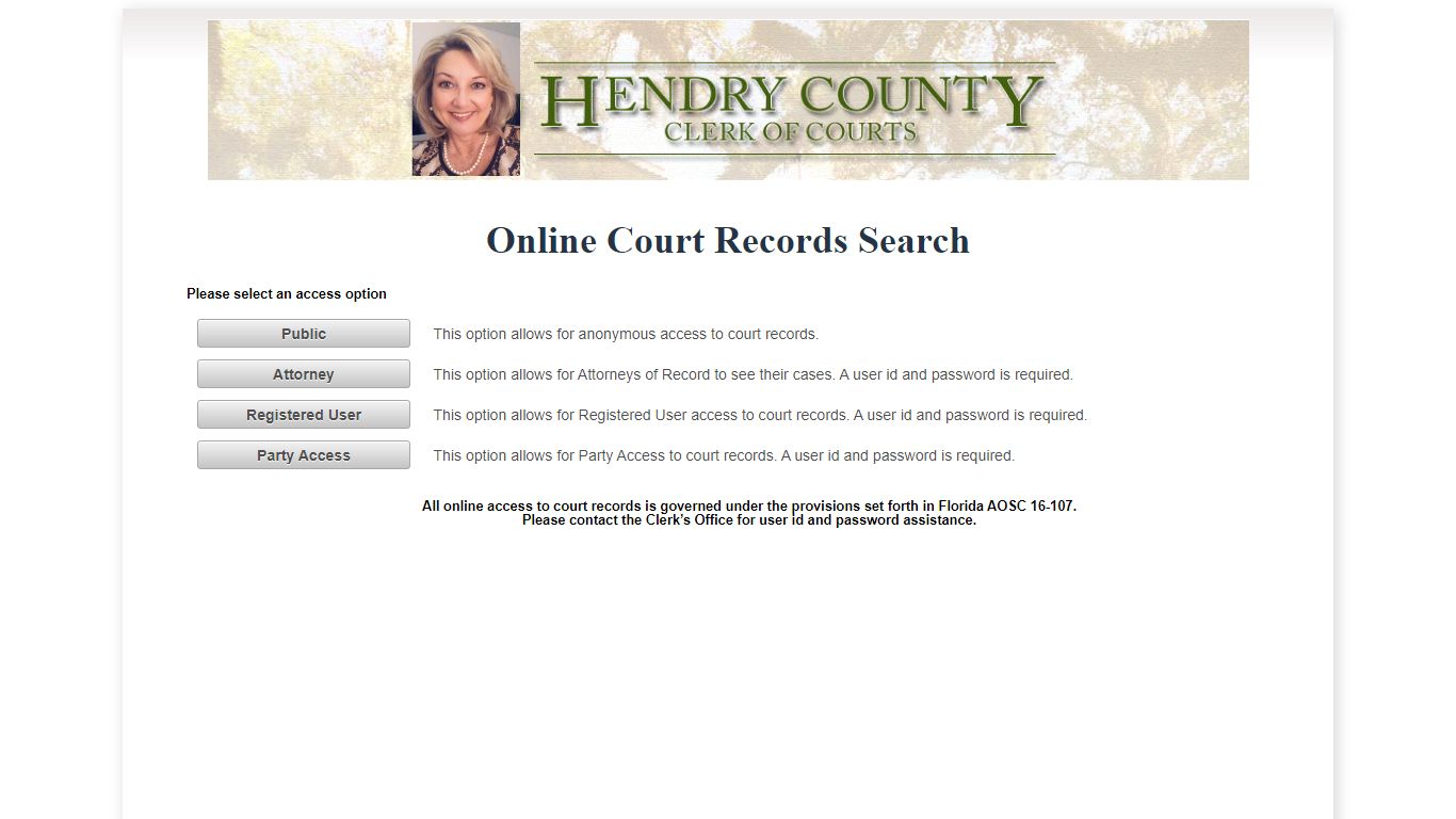 Hendry County OCRS - ONLINE COURT RECORDS SEARCH
